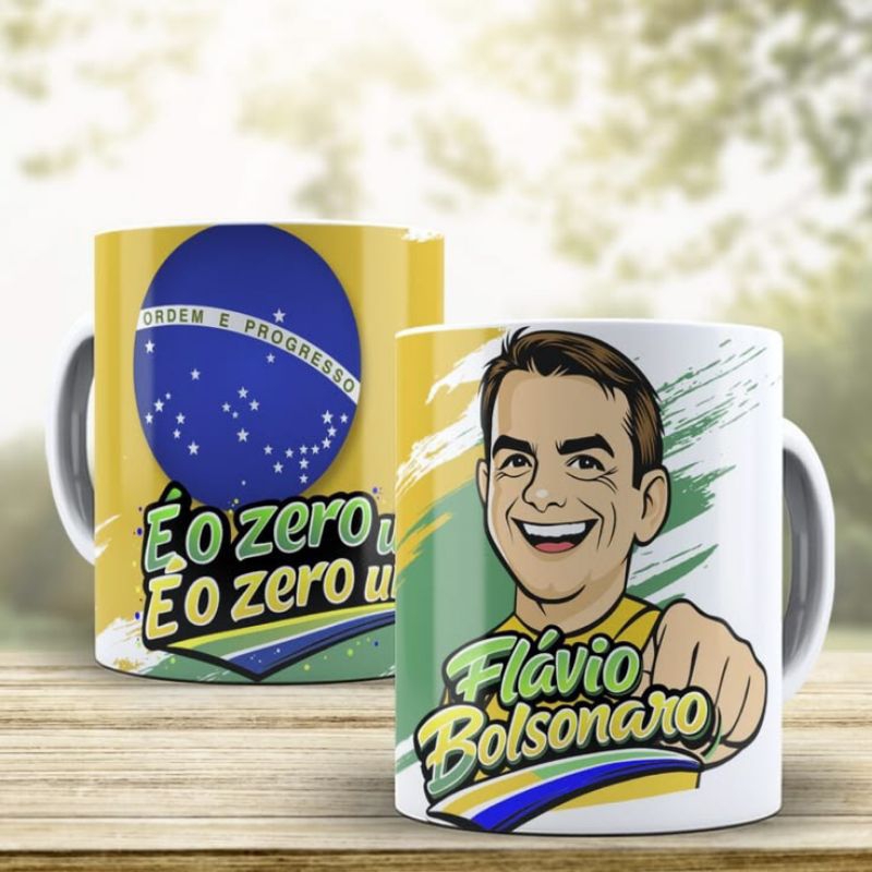 Caneca do Flávio Bolsonaro É o Zero Zero Personalizada Porcelana 325ml | Presente Exclusivo