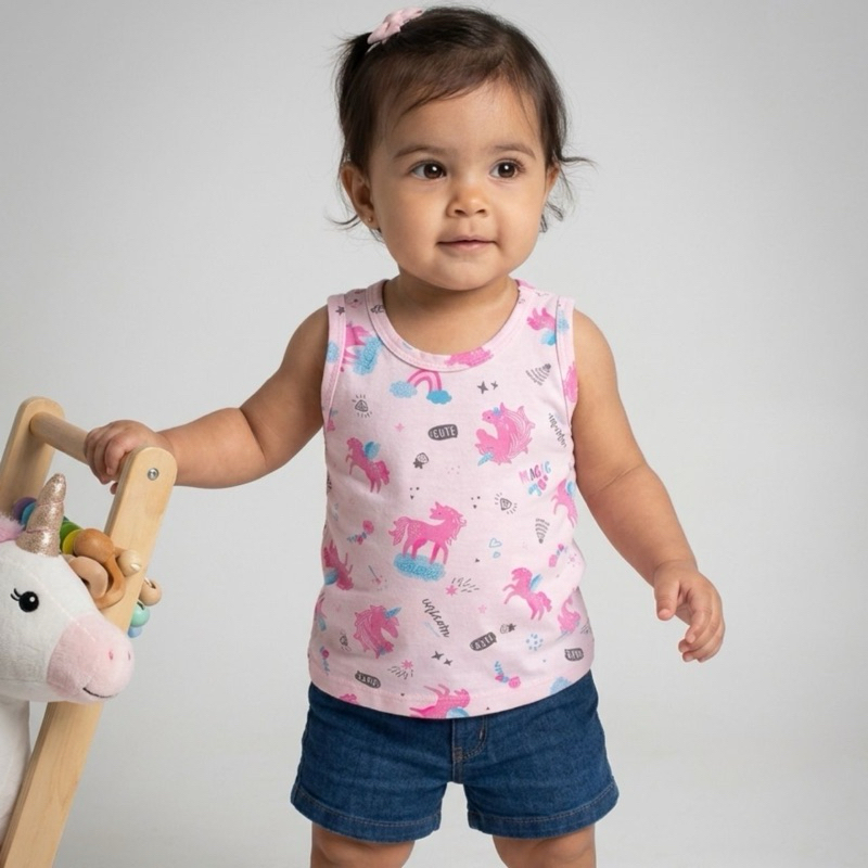 kit 1 ou 2 camisetas regata regatinha bebê infantil de calor p ao 3 anos menina sortido
