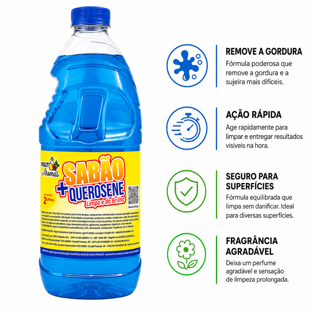 Sabão Com Querosene 2 LITROS, 5LITROS VIGUT Limpeza Pesada Remove Gordura Limpa e Dá Brilho — imagem 2 de 2