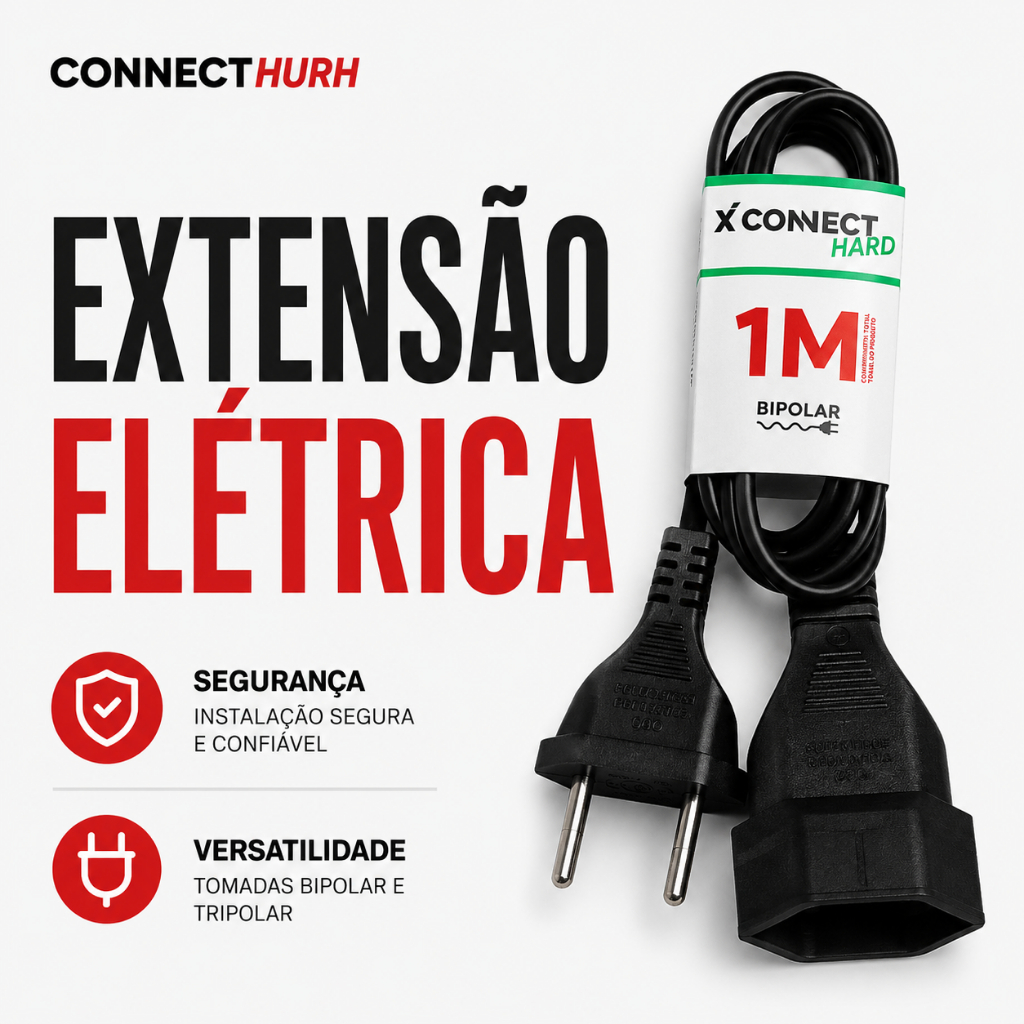 Extensão Uma Tomada Extensão Elétrica 1 Metro Fiolux Cabo Reforçado Extensão Elétrica 10A