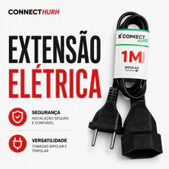 Extensão Uma Tomada Extensão Elétrica 1 Metro Fiolux Cabo Reforçado Extensão Elétrica 10A