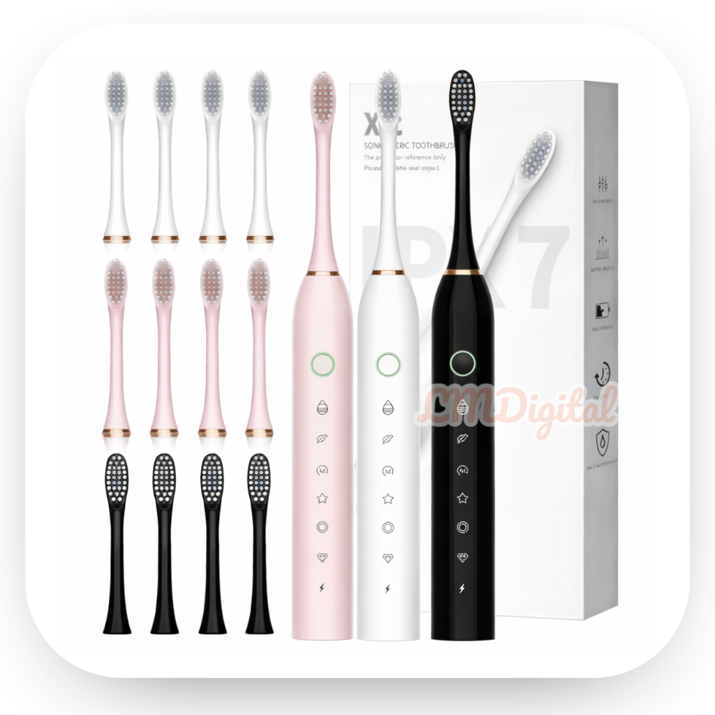 Escova de Dente Elétrica Recarregável IPX7 com 7 Modos