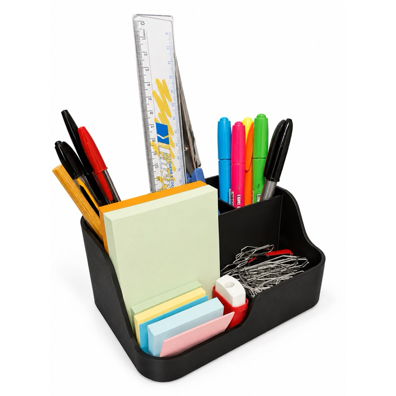 Porta Caneta Organizador De Plástico Resistente Para Mesa Escritório C/ Divisorias Multiuso