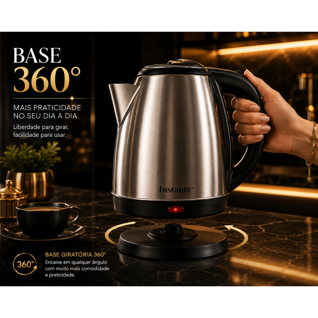 Chaleira Elétrica Inox 1,8L 127V Aquecimento Rápido Desligamento Automático Instanté™