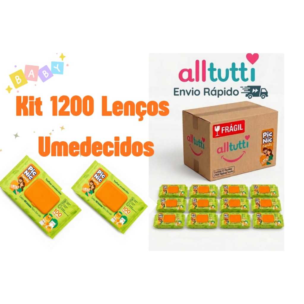 Kit 12 Pacotes Toalhas Umedecidas Pic Nic 12000 Folhas Com Tampa  Lenço Umedecido Hipoalérgico