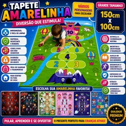 Tapete Amarelinha Infantil em Lona Jogo Crianças Patrulha Canina