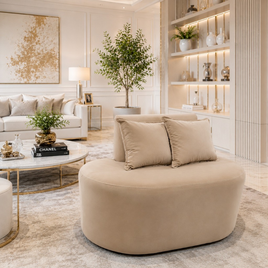 Poltrona Sofa Organico Tecido Veludo 1 Metro Para Sala Salão Beleza Recepção Visammer