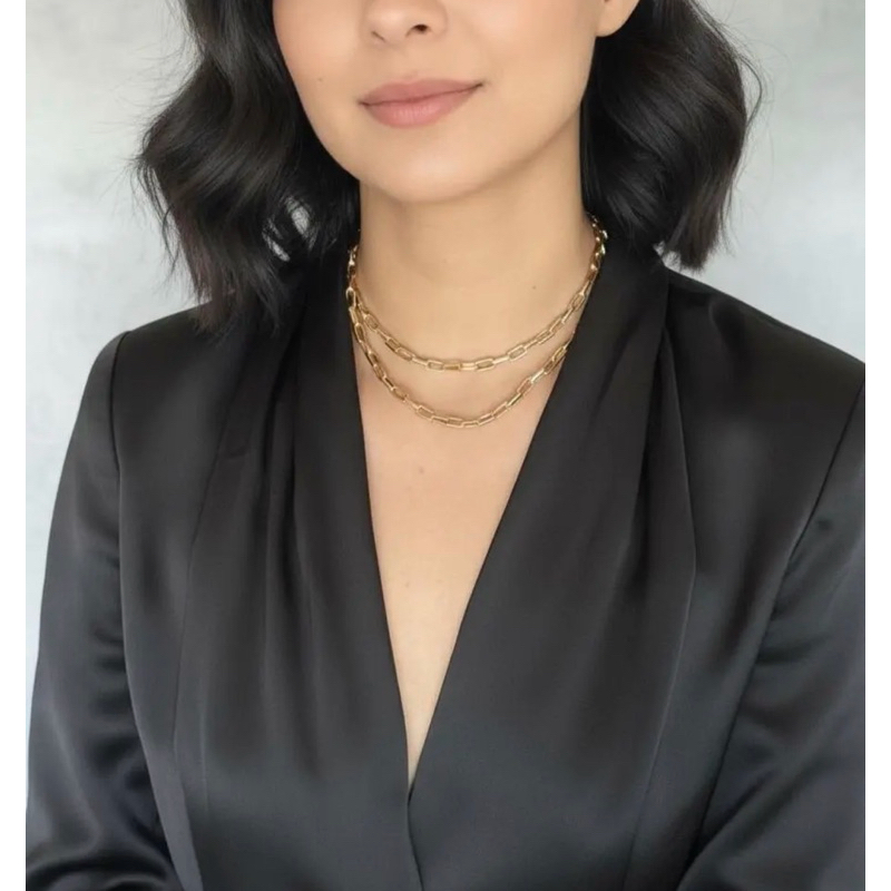 Mix colar duplo gargantilha folheada a ouro 18k acessório feminino  corrente dourada  joalheria luxo