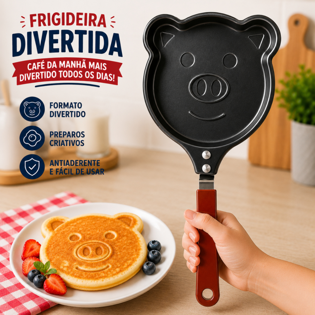 Frigideira Divertida Formato de Bichinho 26,5cm Cozinha Fofa Omelete e Panquequeira