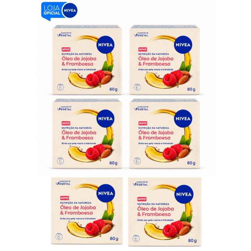 KIT NIVEA Sabonete Jojoba & Framboesa 80g - 6 Unidades