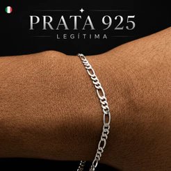 Pulseira 3x1 Prata 925 Legítima 3mm Masculina Maciça Italiana