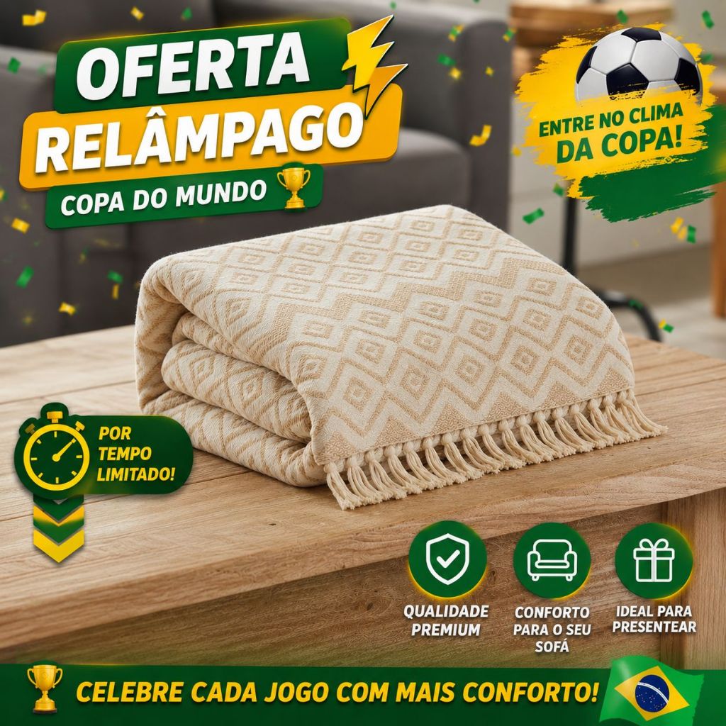 Manta De Sofá Gigante Premium 3,00 x 1,80 Decorativa Protetora Crochê Super Luxo Envio Imediato