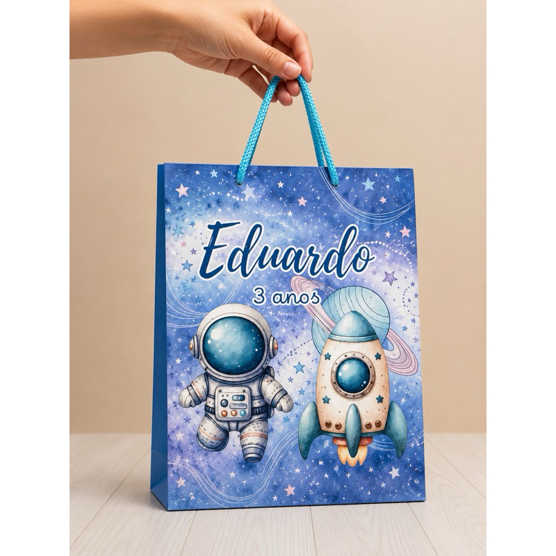 Sacolinha P & M astronauta Personalizados /Lembrancinha de Festa /Aniversário