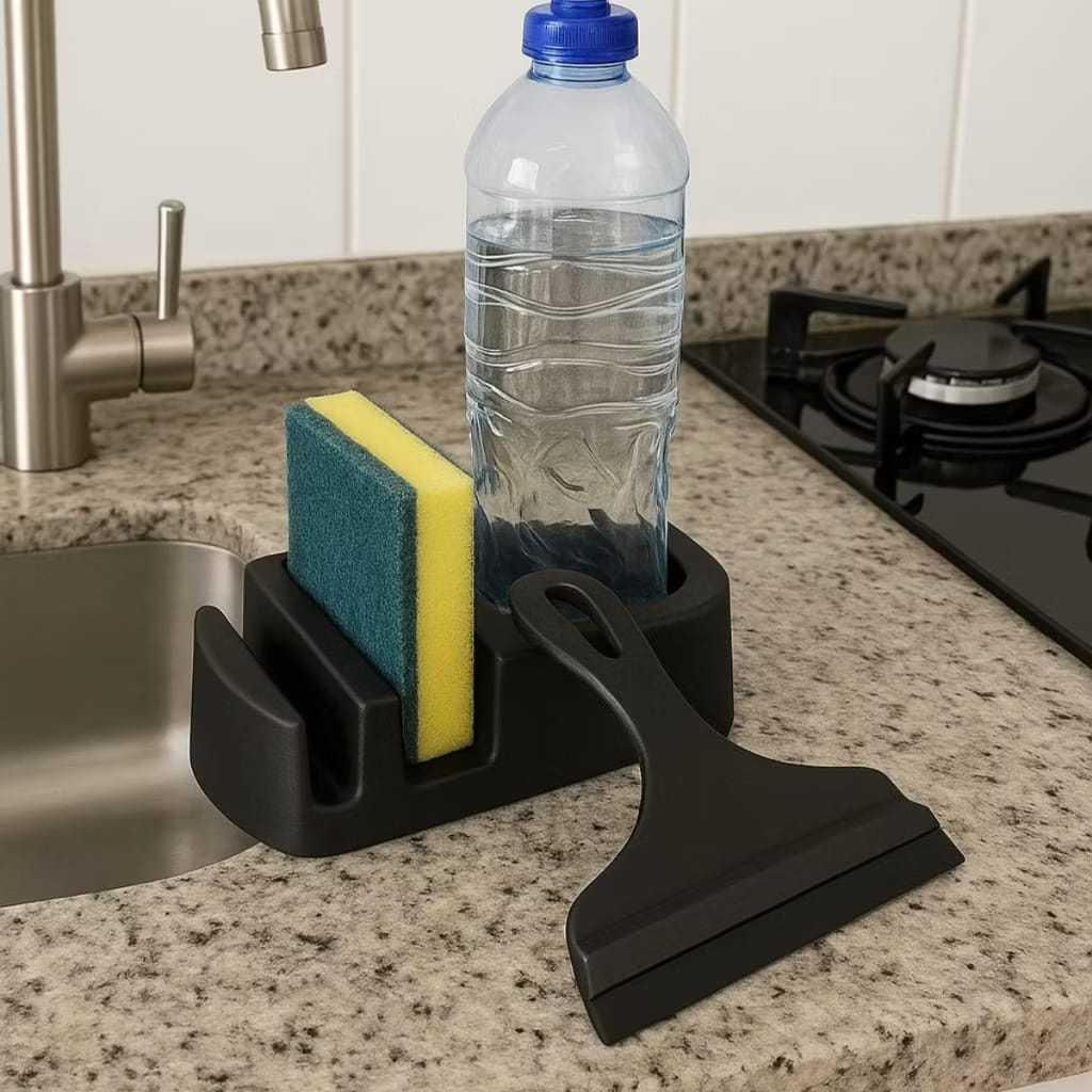 Kit Organizador De Pia Cozinha 2 Pçs Porta Detergente E Rodinho Prático Premium