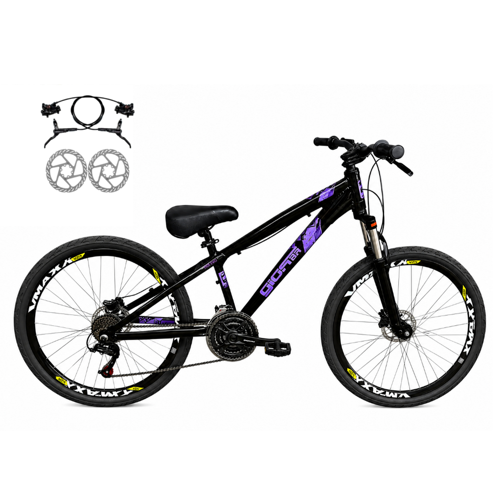 Bicicleta Aro 26 GIOS Frx-Evo Freio a Disco Hidráulico 21v Freeride Downhill  Rodas Vmaxx Garfo Suspensão Pneu Flame