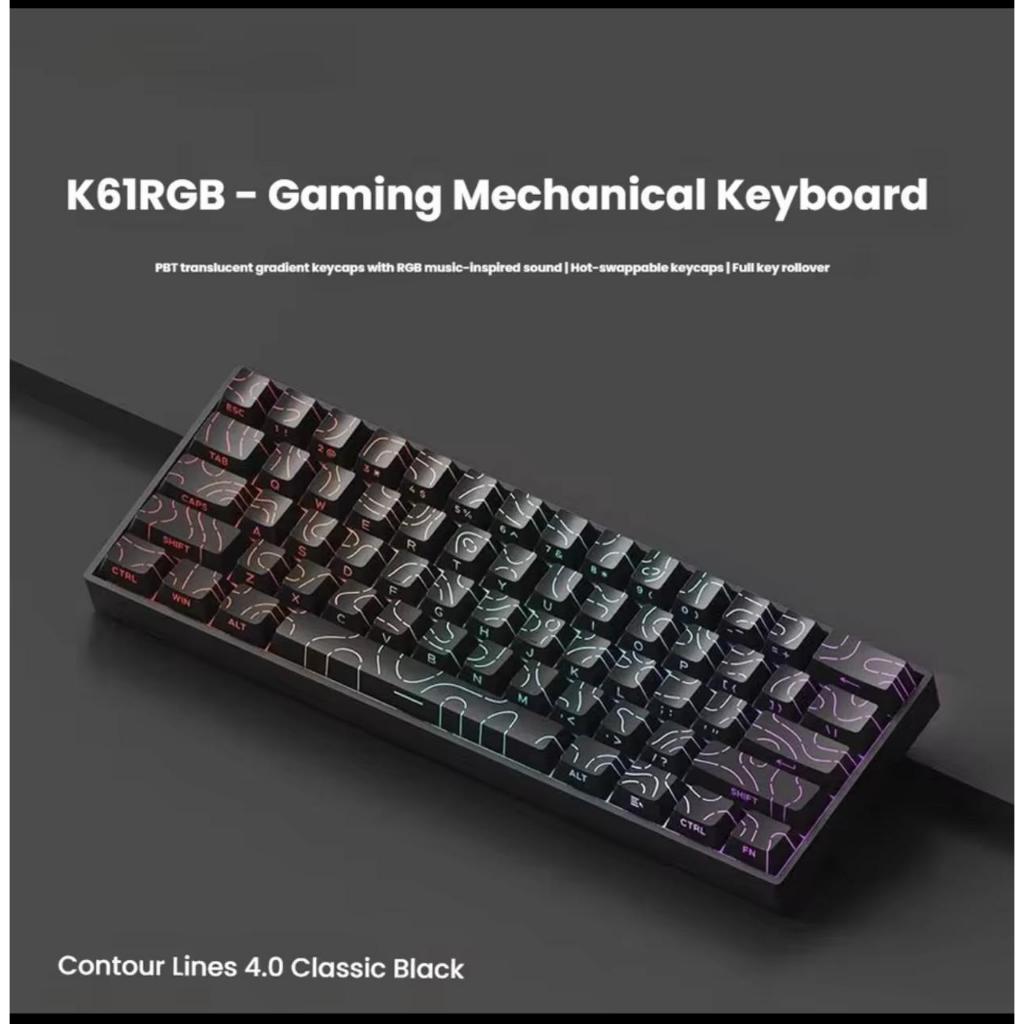 TECLADO K61PRO USB MINI MECÂNICO GAMER SWITCH MARROM/ TECLADO COR PRETO.