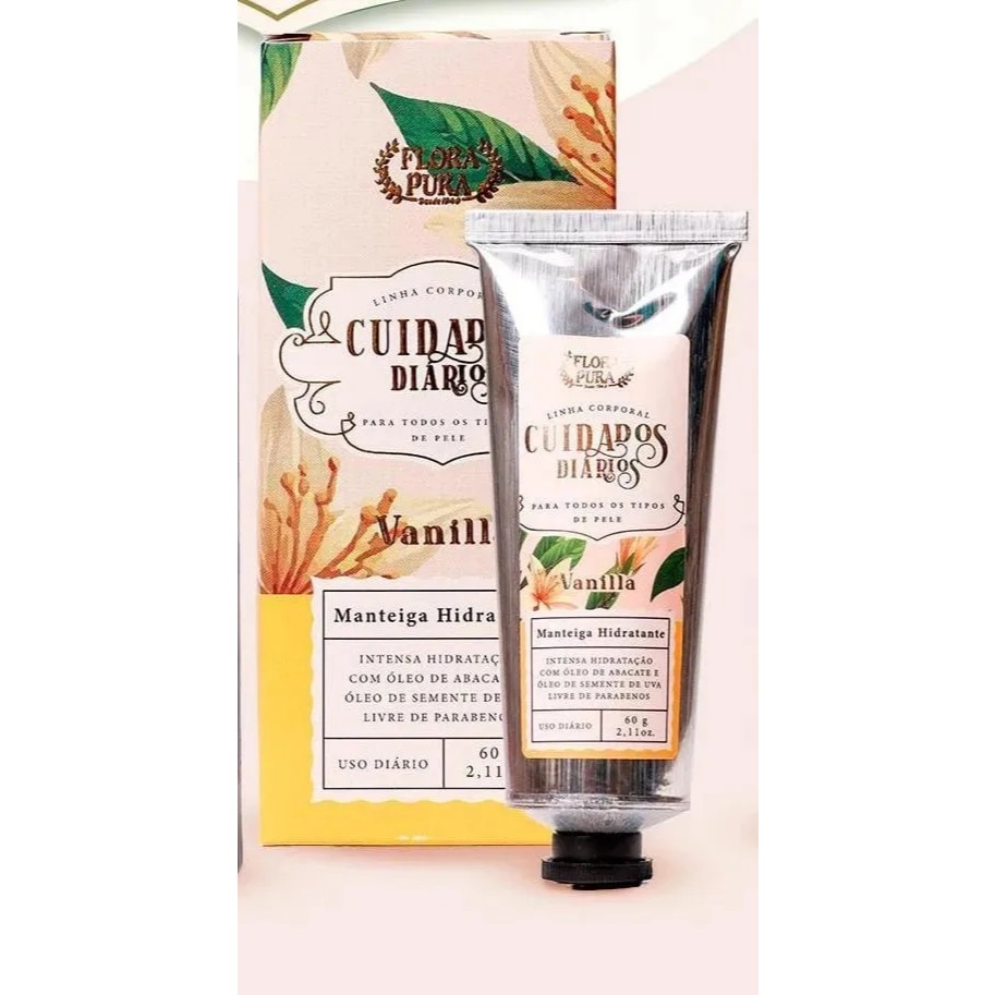 Creme Manteiga Hidratante corporal Vanilla 60g | FLORA PURA