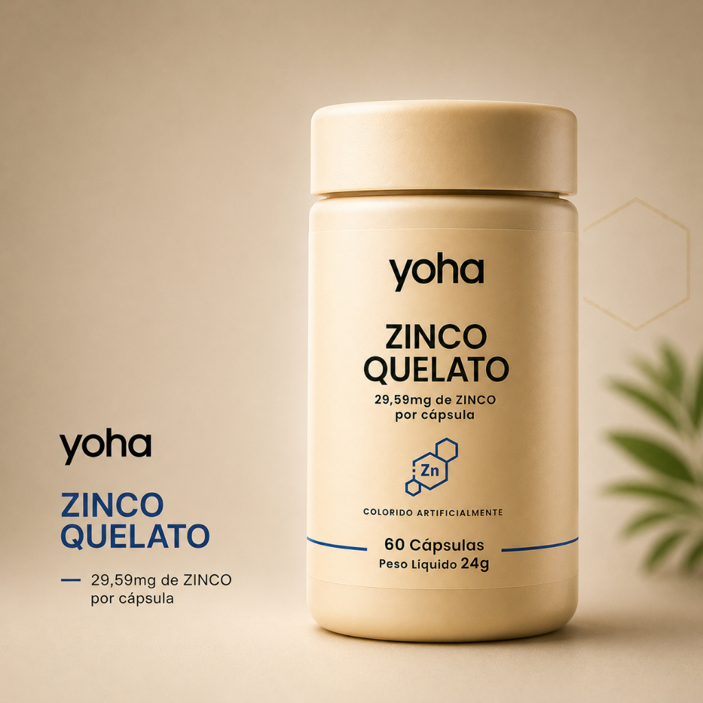 Zinco Quelato Yoha 60 Cápsulas 29mg Bisglicinato de Zinco Imunidade Pele Cabelo