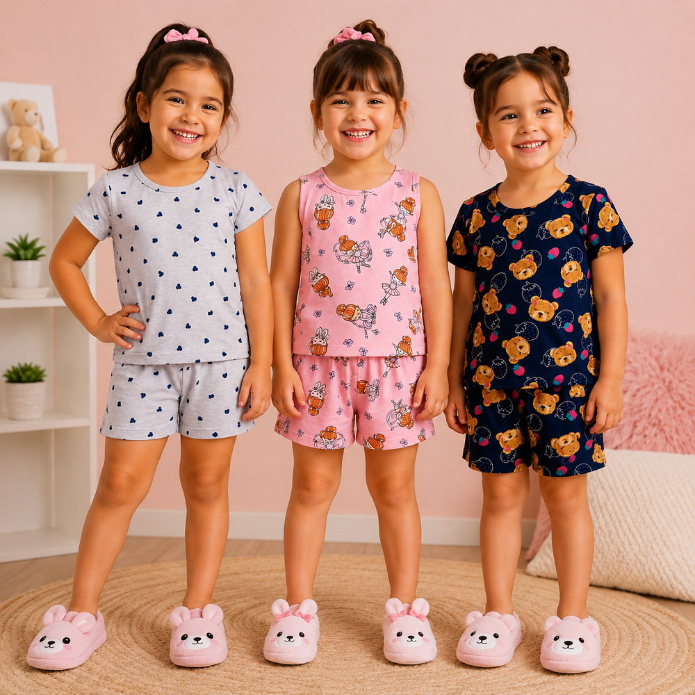 Pijama Infantil Menina Confortável do Tamanho 04 ao 14 Anos | Pijama Infantil Feminino | Roupa Infantil para dormir