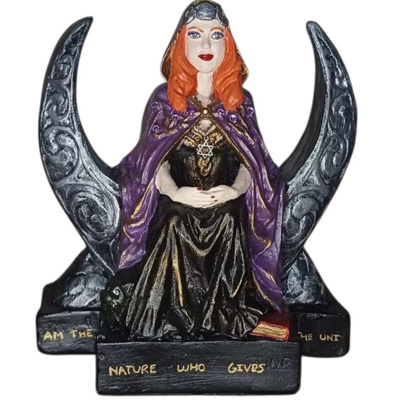 Escultura estátua Deusa Lua sentada 20 cm Wicca pagã Cerridwen Hécate deusa tríplice Morgana Arianhod