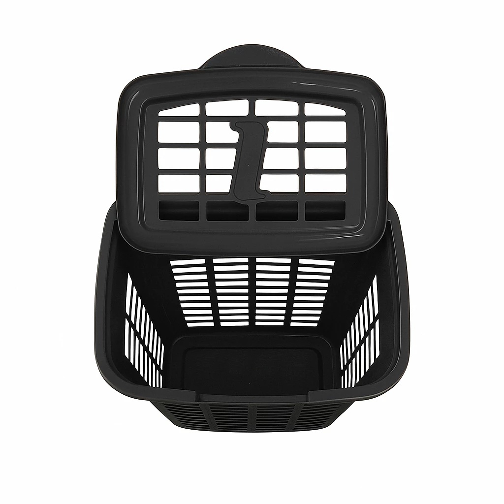 Organizador De Roupas Sujas 28L Com Tampa Cesto Grande Preto Para Lavanderia — imagem 2 de 2