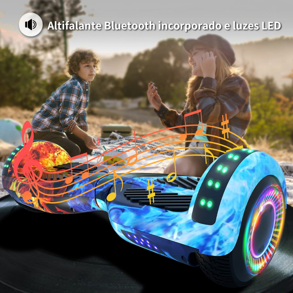 Hoverboard Auto-Equilibrante com Caixa de Som Bluetooth