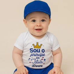 Body Bebê Infantil Temático De Titia - Principe da titia -Super 100% Algodão Confortável Roupinha Para Menino