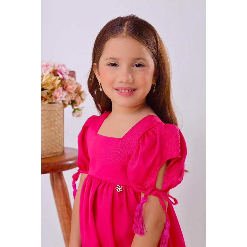 Vestido Infantil Luxo Bia Pink Bebê Alfaiataria Premium