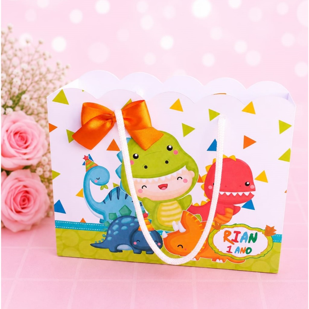 Sacolinha Dinossauros Baby Kit festa | Personalizados | Aniversário | Papelaria Personalizada | caixinhas | Lembrancinha