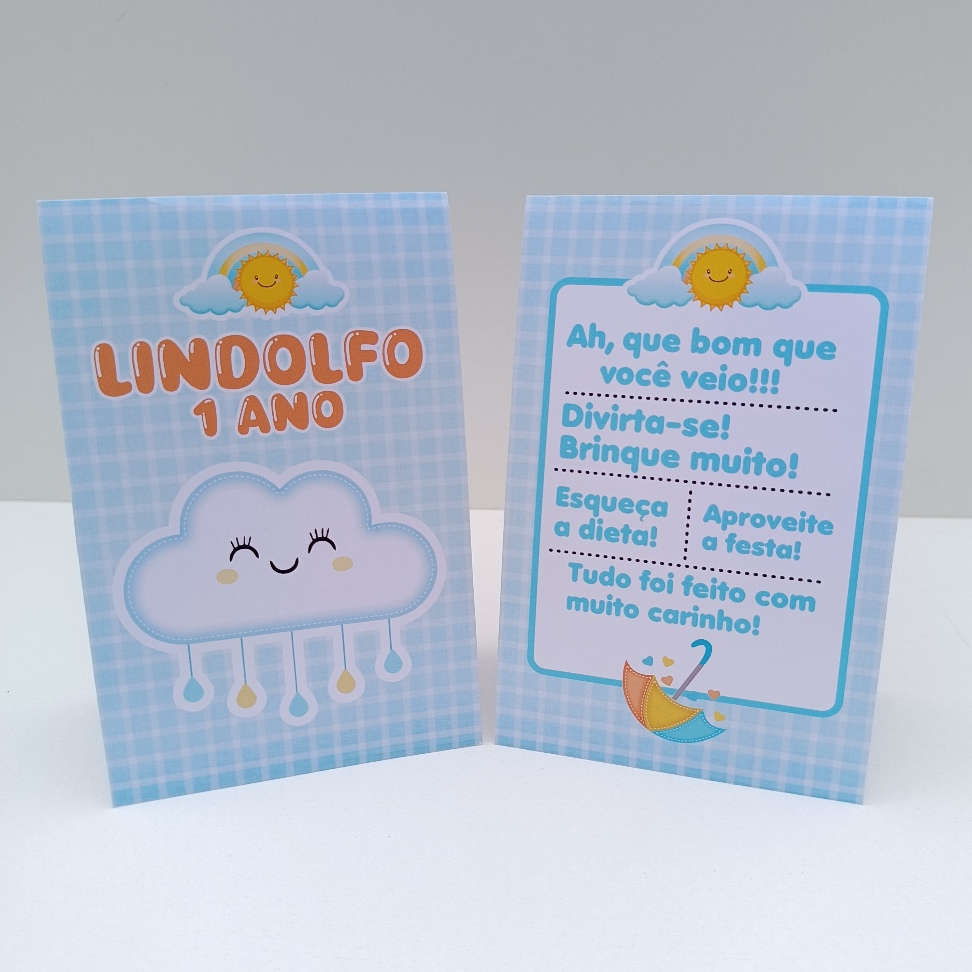 Plaquinha de Agradecimento Chuva de Amor Menino l Personalizados l Lembrancinha de Festa l Aniversário