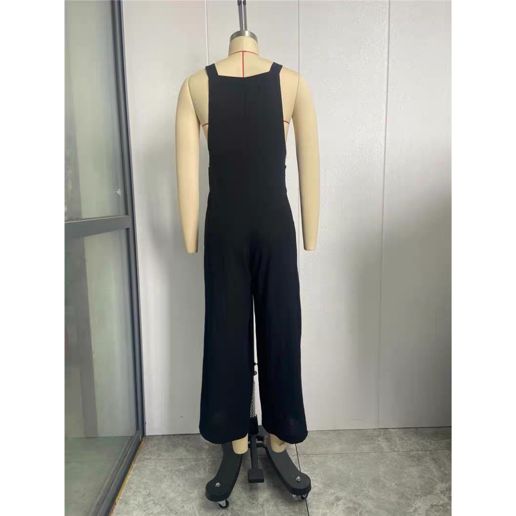 Macacão Feminino Verão Boho Perna Larga Casual Solto Com Bolsos, 2026 — imagem 2 de 2