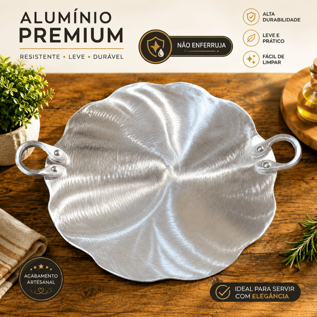 Disco De Arado Chapa Grande Alumínio Batido Fundido Maciço Grosso P/ Bife Macarrão