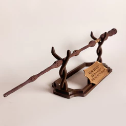Suporte Varinha Wood - Display Minimalista Impressão 3D - Decoração Geek Presente