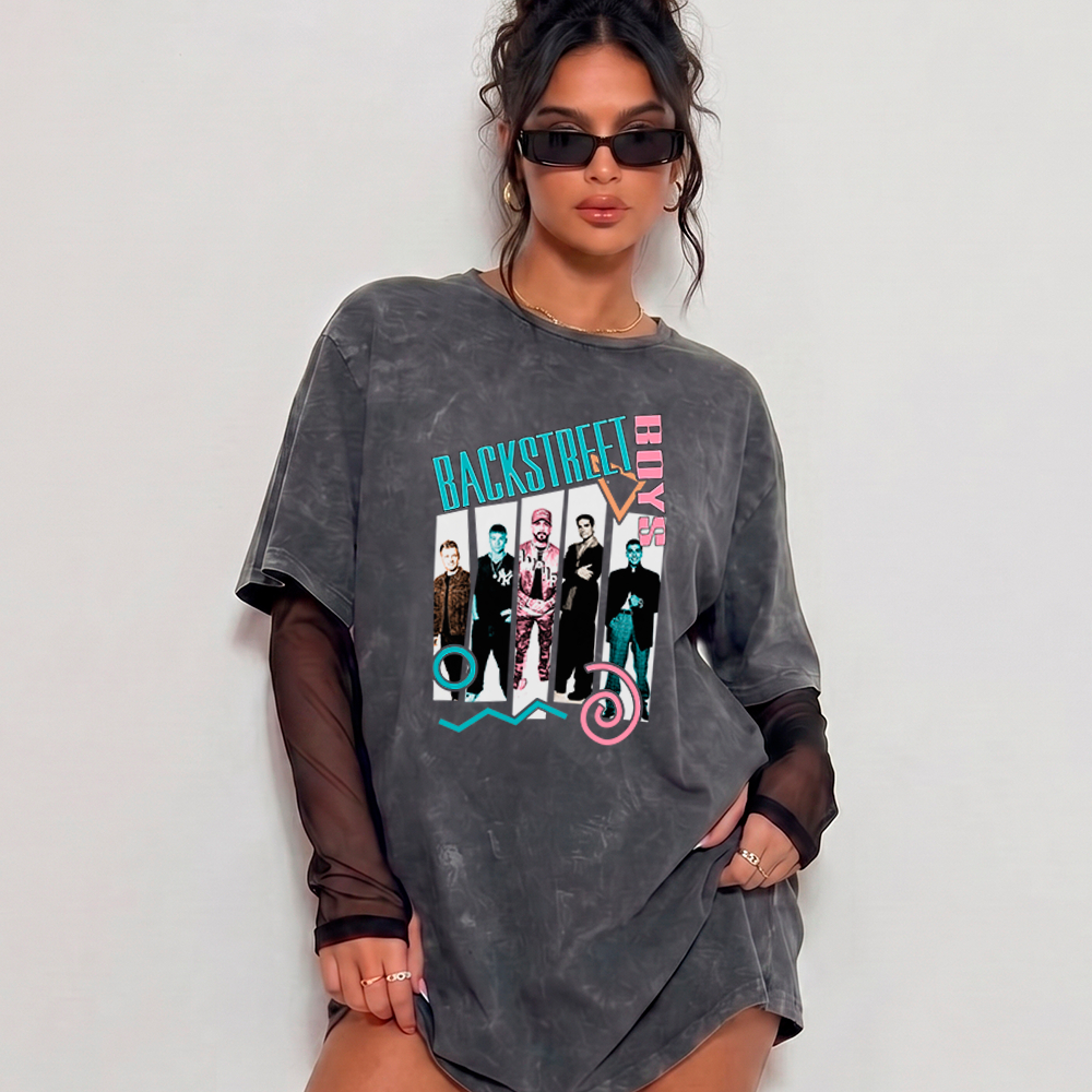 Camiseta Basica Estonada Vintage Retro Grunge Anos 2000 Backstreet Boys Tour Millennium Geek Pop