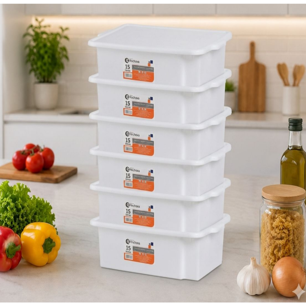 Conjunto Kit 6 Caixa Bandeja Com Tampa Frigorifica Açougue Aves Carnes Multiuso 15l Rischioto Casa Cozinha Armazenamento