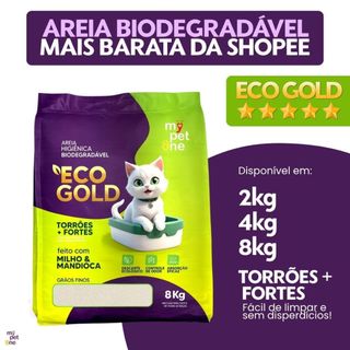Areia Biodegradável Milho e Mandioca para Gatos Cat Bio Eco Gold Grãos Finos MyPetOne - 2…