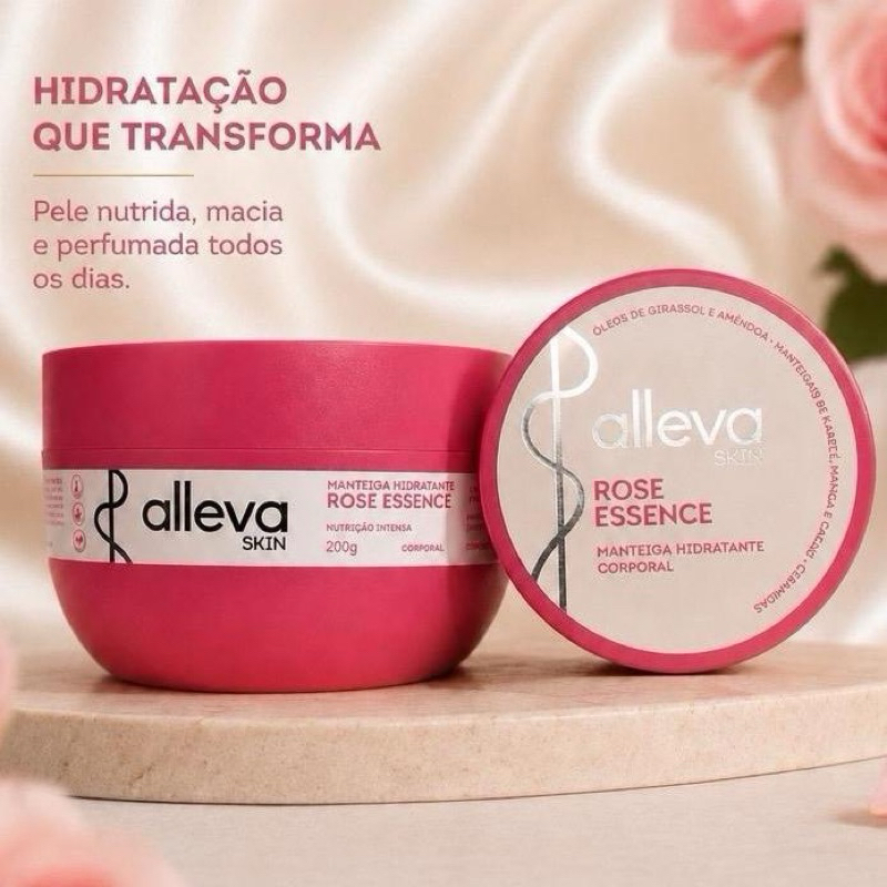 Manteiga Corporal Alleva Rose Essence - Hidratação Intensa e Perfume Sofisticado - Rose Essence