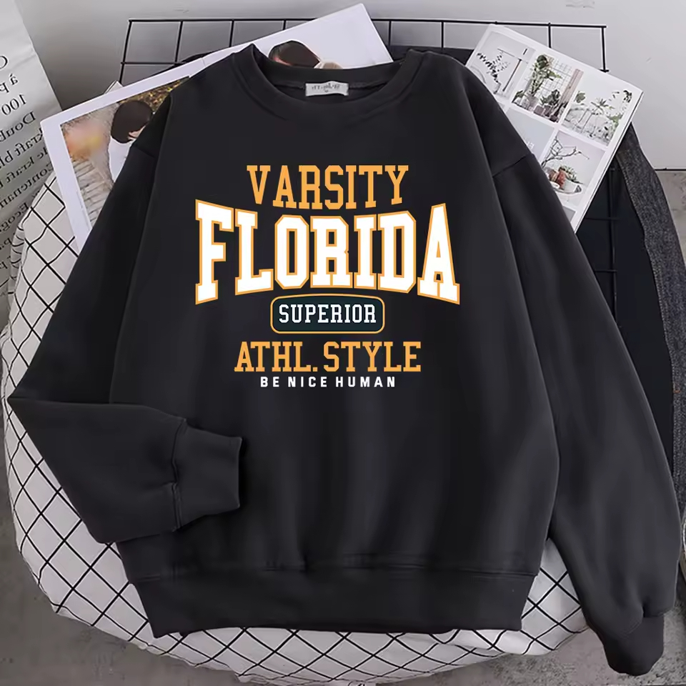 Moletom Careca Gola Redonda Algodão Premium Unissex USA Florida Varsity Miami City Streetwear Y2k