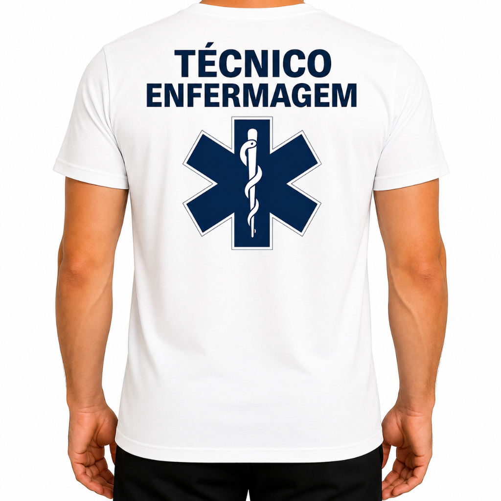 Camiseta Técnico Em Enfermagem Camisa 100% Algodão Blusa Uniforme Saúde Feminina Masculina