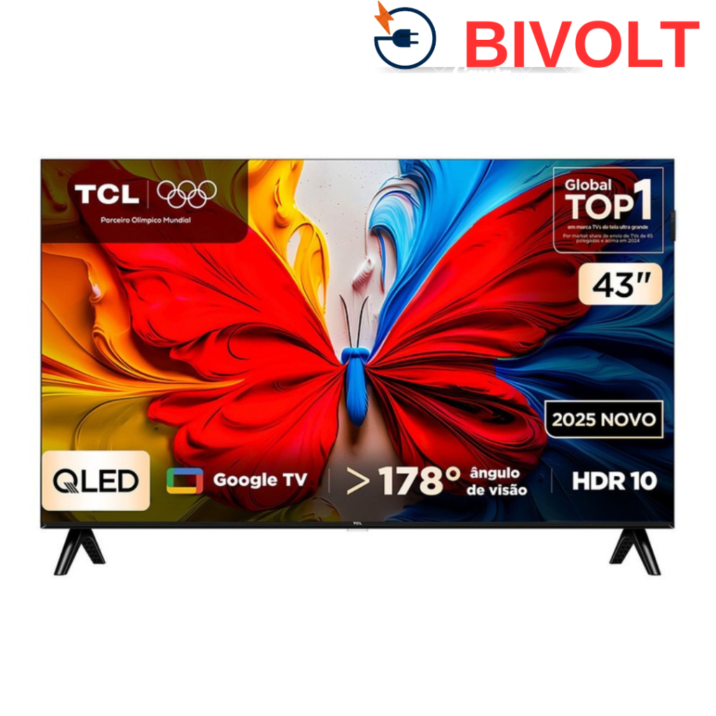 Imagem Tv TCL 43 Polegadas 43s5k Qled Smart Fullhd Google Tv