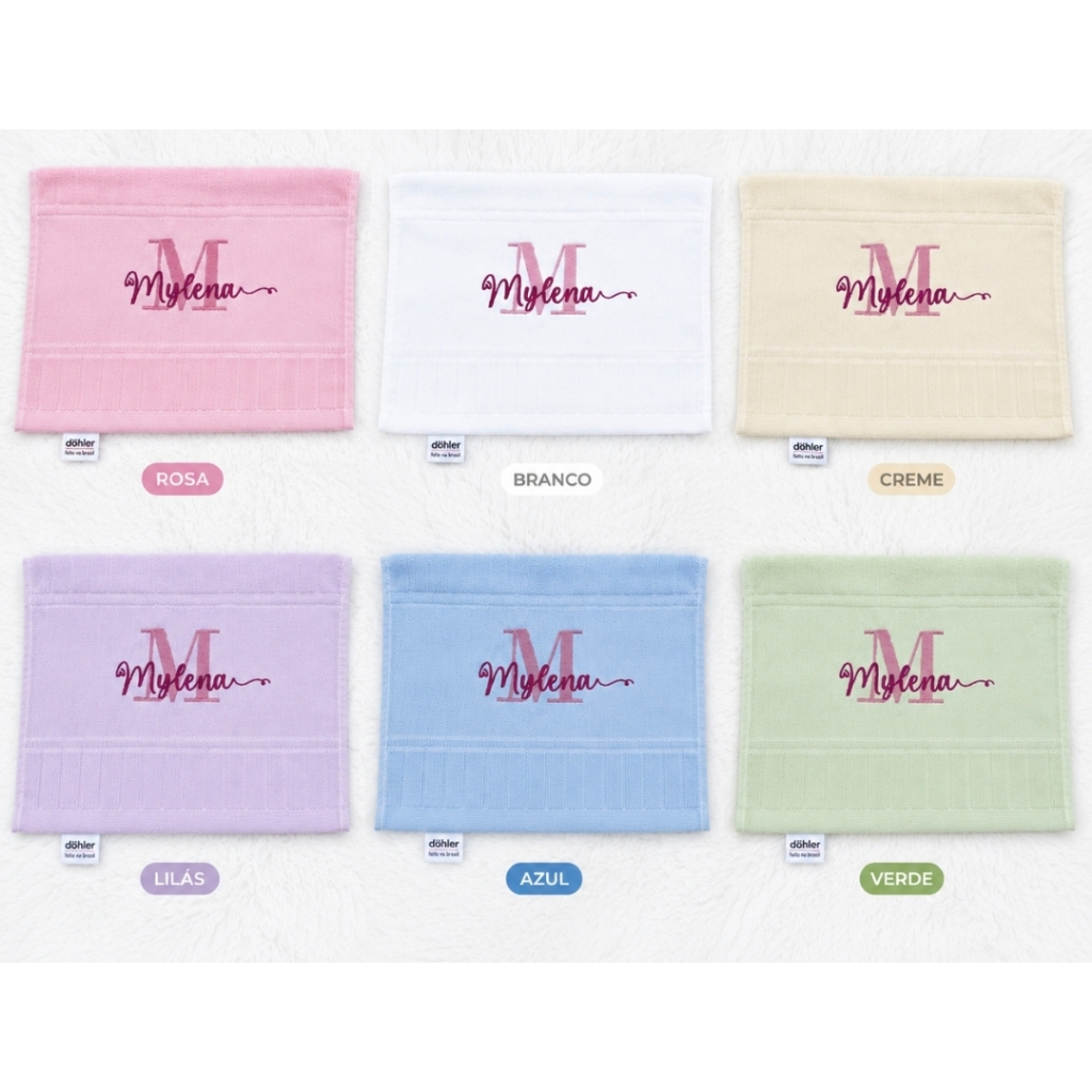Kit 2 Toalhinhas de Boca Personalizadas  Dohler com Inicial + Nome Bordado Enxoval de Bebê