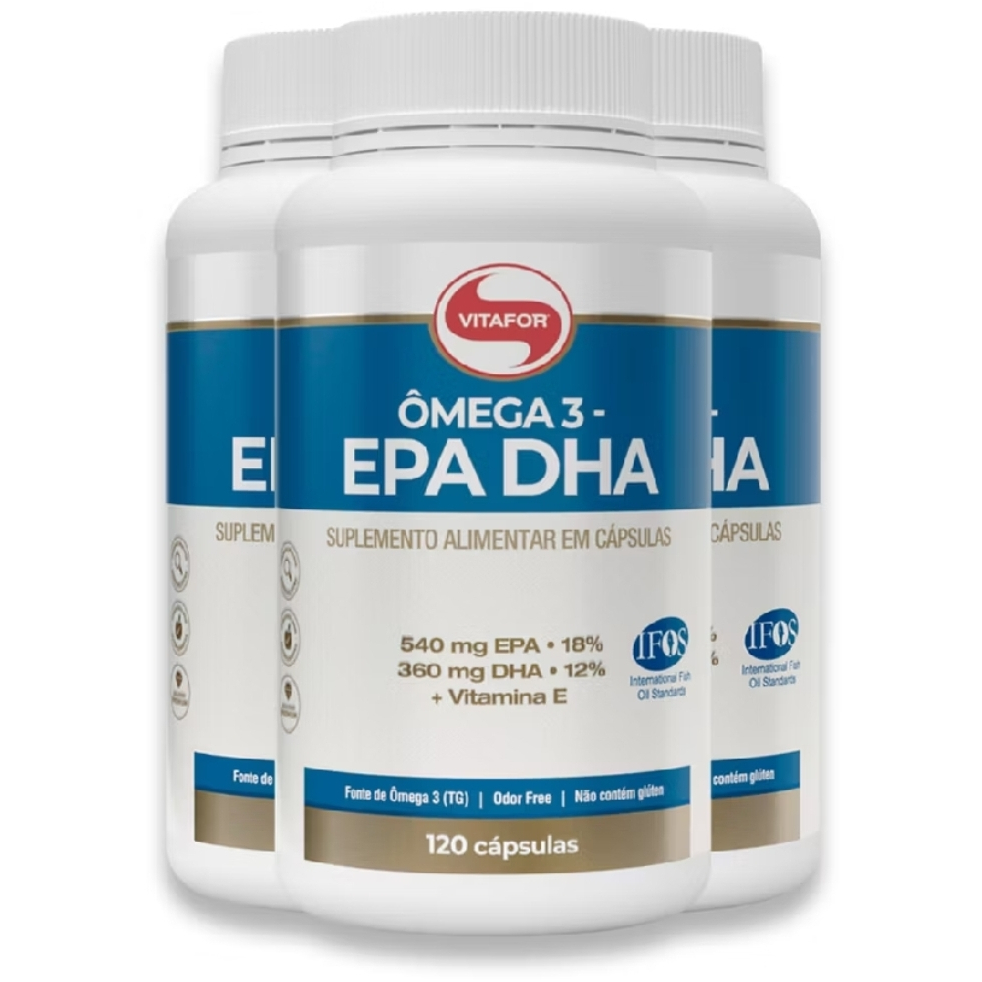 Kit 3 Ômega 3 EPA 360 Cápsulas Ôleo de Peixe EPA DHA Alta Concentração TOP