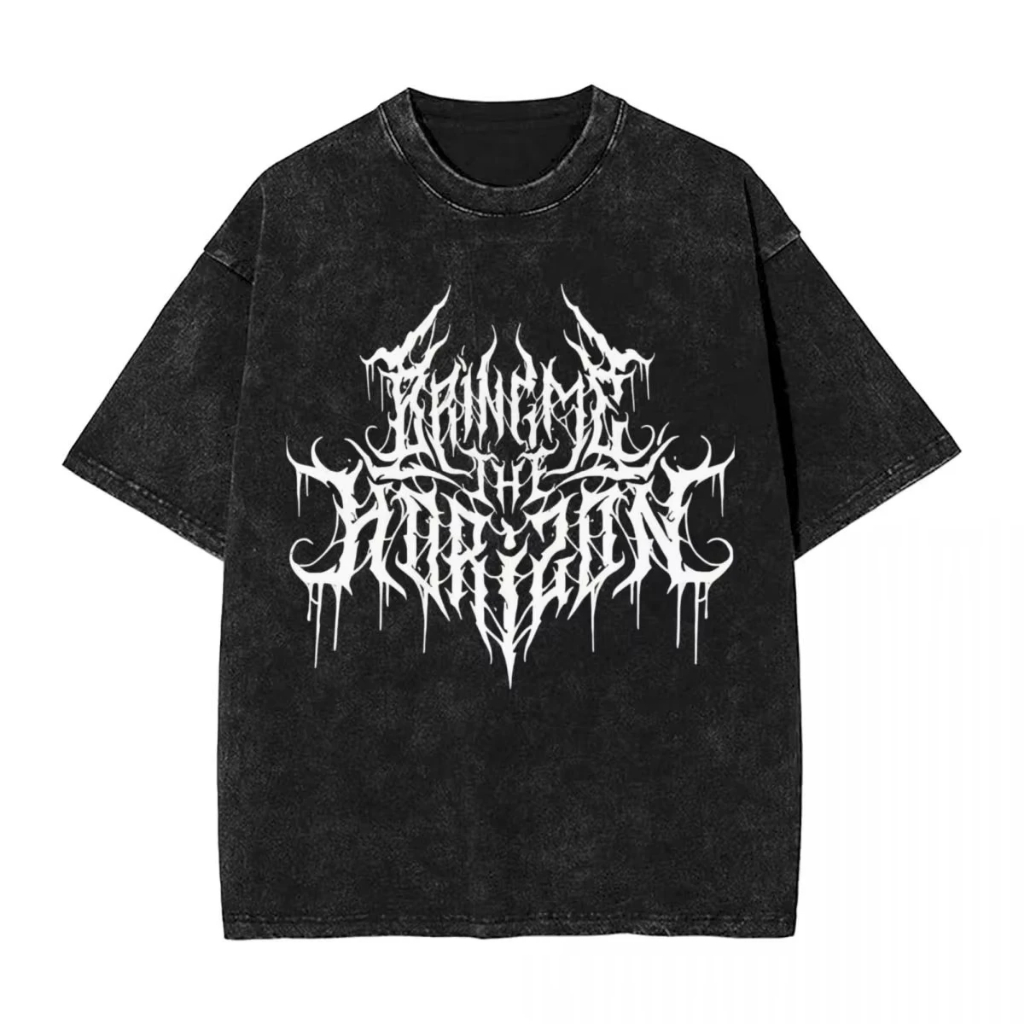 Camiseta Estonada Lavada Vintage Bring Me The Horizon BMTH Gotico Grunge Banda Vintage Unissex
