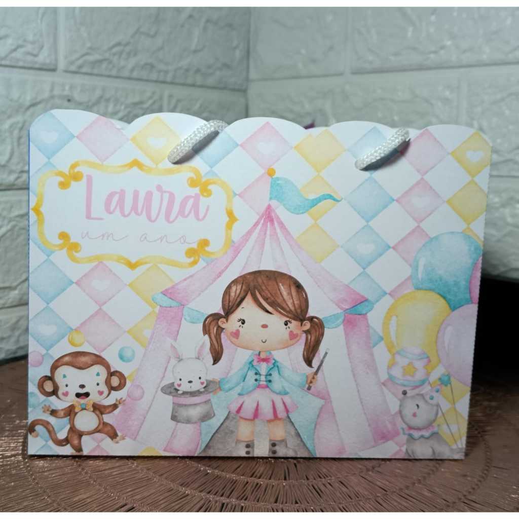 Sacolinha Personalizda CIRCO ROSA/CIRCO MENINA/FESTA/ANIVERSÁRIO/LEMBRANCINHA PERSONALIZADAS