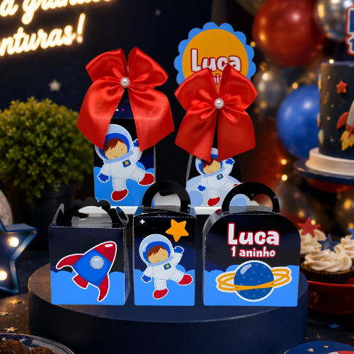 Kit Festa Astronauta Personalizado Pegue e Monte Lembrancinhas Caixinhas Personalizadas