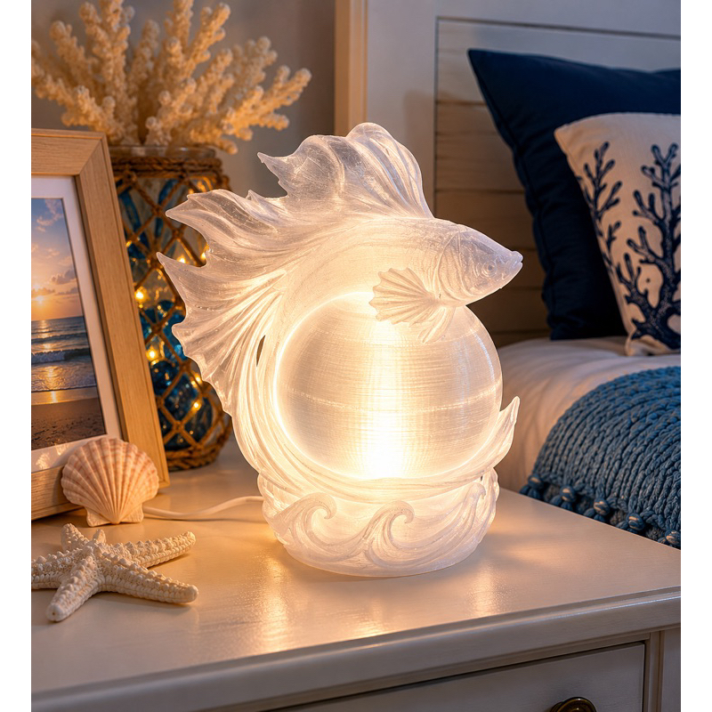Imagem Luminária Decorativa Globo Peixe Beta - Abajur LED Estilo Zen