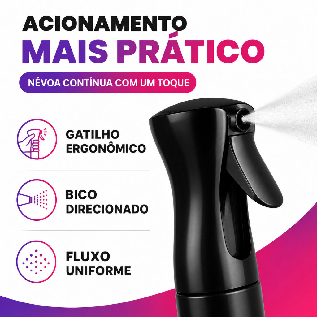 Detalhes do Frasco Spray Névoa Contínua 250ml PET Profissional Aromatizador Higiene Barbeiro