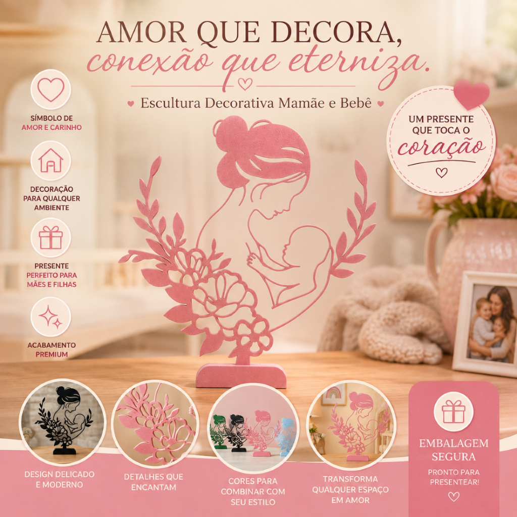 Decoraçao Mãe e Bebê | Amor Materno | Decoração Quarto Bebê | Presente Dia das Mães