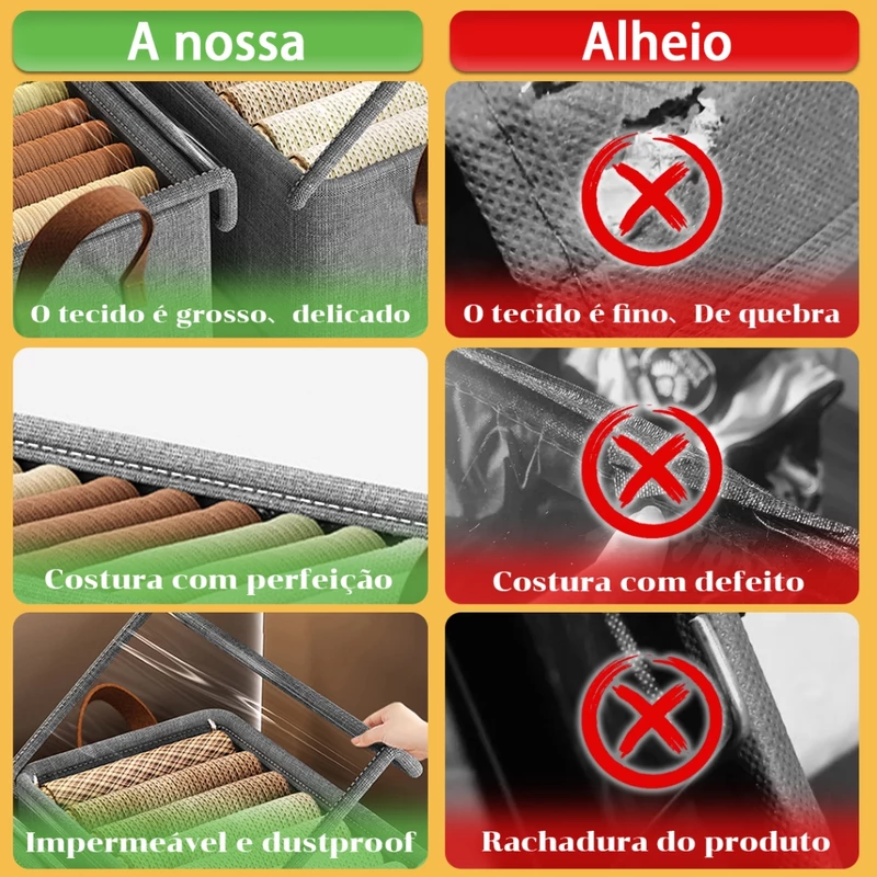 Kit com 6 Caixas Organizadoras Dobráveis para Roupas Tampa Visível — foto 3