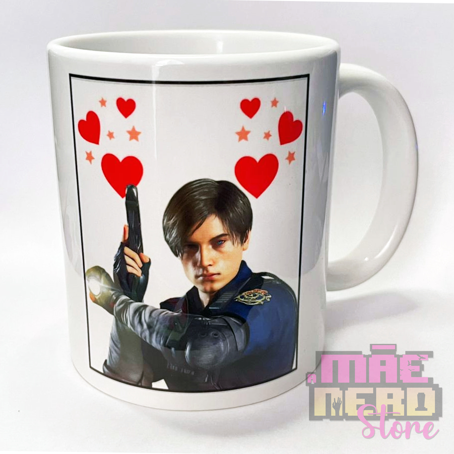CANECA NAMORANDO LEON KENNEDY RESIDENT EVIL (BRANCA)
